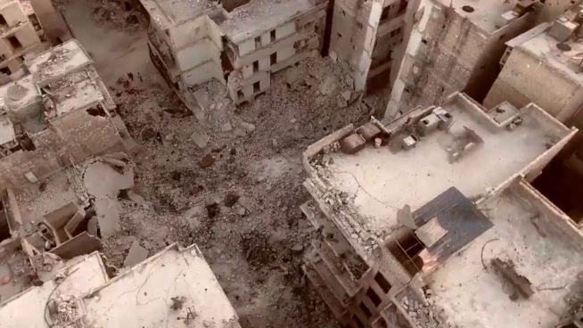 Völlig zerstört: Drohne zeigt Ruinen von Aleppo